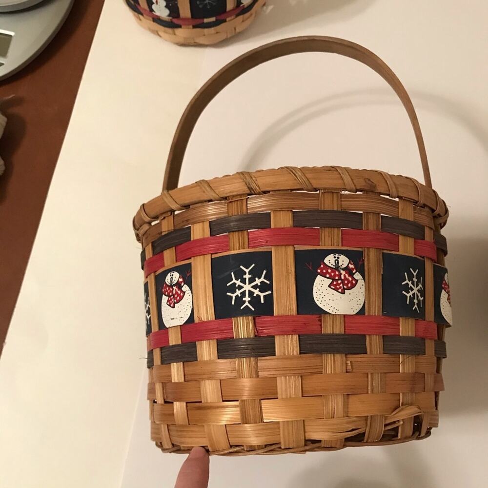 Wicker Baskets Set of 3 Winter Holiday Christmas - Picture 7 of 11